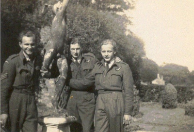 Fred Walton right with two unknown colleagues possibly fellow crew members