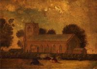 An oil painting of the church as constructed in 1820-21 - click for full size image
