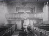Interior of old church with gallery - click for full size image