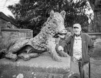 Maurice Wray aged 78 (2012) at the Boar Statue in Ripley, North Yorkshire.