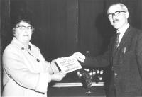 W.I. presenting the Memorial Hall clock that hung in the Main Hall to Ernest Atkinson for Golden Jubilee in 1965 - click for full size image W.I. presenting the Memorial Hall clock that hung in the Main Hall to Ernest Atkinson for Golden Jubilee in 1965 - click for full size image
