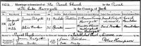 James and Alice Padgett Marriage Certificate 1924 at St Luke's Harrogate - click for full size image