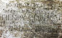 To the Glory of God - In Grateful Memory of Henry Clough - Who For 50 Years Rendered Devoted Service - Secretary and Sunday School Superintendent - Died February10th 1948 - At Rest  - click for full size image
