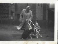 Harriet Hurt (grandmother) in Joiners Beer Garden with John Shuffe - click for full size image