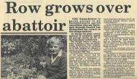 1987.06.12 - Row grows over abattoir, PB & NH, Page 1 - click for full size image 1987.06.12 - Row grows over abattoir, PB & NH, Page 1 - click for full size image