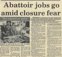 1988.06.24 - Abattoir jobs go amid closure fear, PB & NH, Page 1 - click for full size image