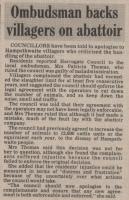 1988.09.30 - Ombudsman backs villagers on abattoir, PB & NH - click for full size image 1988.09.30 - Ombudsman backs villagers on abattoir, PB & NH - click for full size image