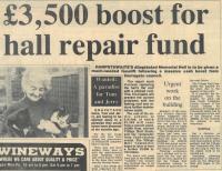 1982.11.26 - £3,500 boost for hall repair fund, PB & NH, Page 1 - click for full size image 1982.11.26 - £3,500 boost for hall repair fund, PB & NH, Page 1 - click for full size image