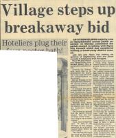 1987.04.17 - Village steps up breakaway bid, PB & NH, Page 1 - click for full size image