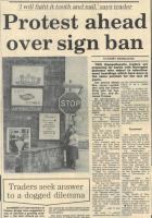 1985.03.15 - Protest ahead over sign ban, PB & NH, Page 1 - click for full size image