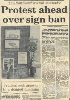1985.03.15 - Protest ahead over sign ban, PB & NH, Page 1 - click for full size image 1985.03.15 - Protest ahead over sign ban, PB & NH, Page 1 - click for full size image