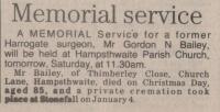 1991.01.18 - Memorial service (Gordon Bailey), PB & NH, Page 1 - click for full size image 1991.01.18 - Memorial service (Gordon Bailey), PB & NH, Page 1 - click for full size image