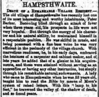 1873.03.01 - Death of a remarkable village resident - Peter Barker Obituary, KP, Page 4 - click for full size image