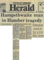 1983.03.18 - Hampsthwaite man in Humber tragedy, PB & NH, Page 1 - click for full size image 1983.03.18 - Hampsthwaite man in Humber tragedy, PB & NH, Page 1 - click for full size image