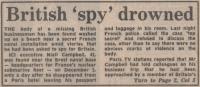 1983.12.11 - British 'spy' drowned. The Mail on Sunday, Page 1 - click for full size image