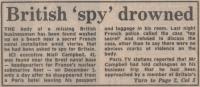 1983.12.11 - British 'spy' drowned. The Mail on Sunday, Page 1 - click for full size image 1983.12.11 - British 'spy' drowned. The Mail on Sunday, Page 1 - click for full size image