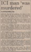 1983.12.14 - ICI man 'was murdered', YP, Page 1 - click for full size image 1983.12.14 - ICI man 'was murdered', YP, Page 1 - click for full size image