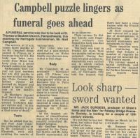 1984.03.02 - Campbell puzzle lingers as funeral goes ahead, PB & NH, Page 1 - click for full size image 1984.03.02 - Campbell puzzle lingers as funeral goes ahead, PB & NH, Page 1 - click for full size image