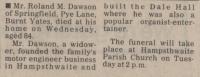 1986.06.27 - R.M. Dawson Obituary, PB & NH, Page 1 - click for full size image 1986.06.27 - R.M. Dawson Obituary, PB & NH, Page 1 - click for full size image