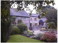 Levens Hall rear with barn - click for full size image Levens Hall rear with barn - click for full size image