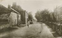 Church Street, Hampsthwaite looking south from the position of the church gate. The vehicle is believed to be a horse drawn milk cart. Possibly taken in 1912 - click for full size image