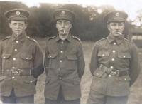 Postcard with left to right: Harold, Ernest and Tom - click for full size image