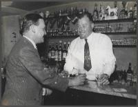 Ronnie Burnett OBE, Yorkshire and England cricketer, at the Joiner's bar with Frank Shuffe - click for full size image Ronnie Burnett OBE, Yorkshire and England cricketer, at the Joiner's bar with Frank Shuffe - click for full size image