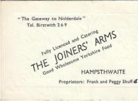 Joiners Arms Business Card - click for full size image